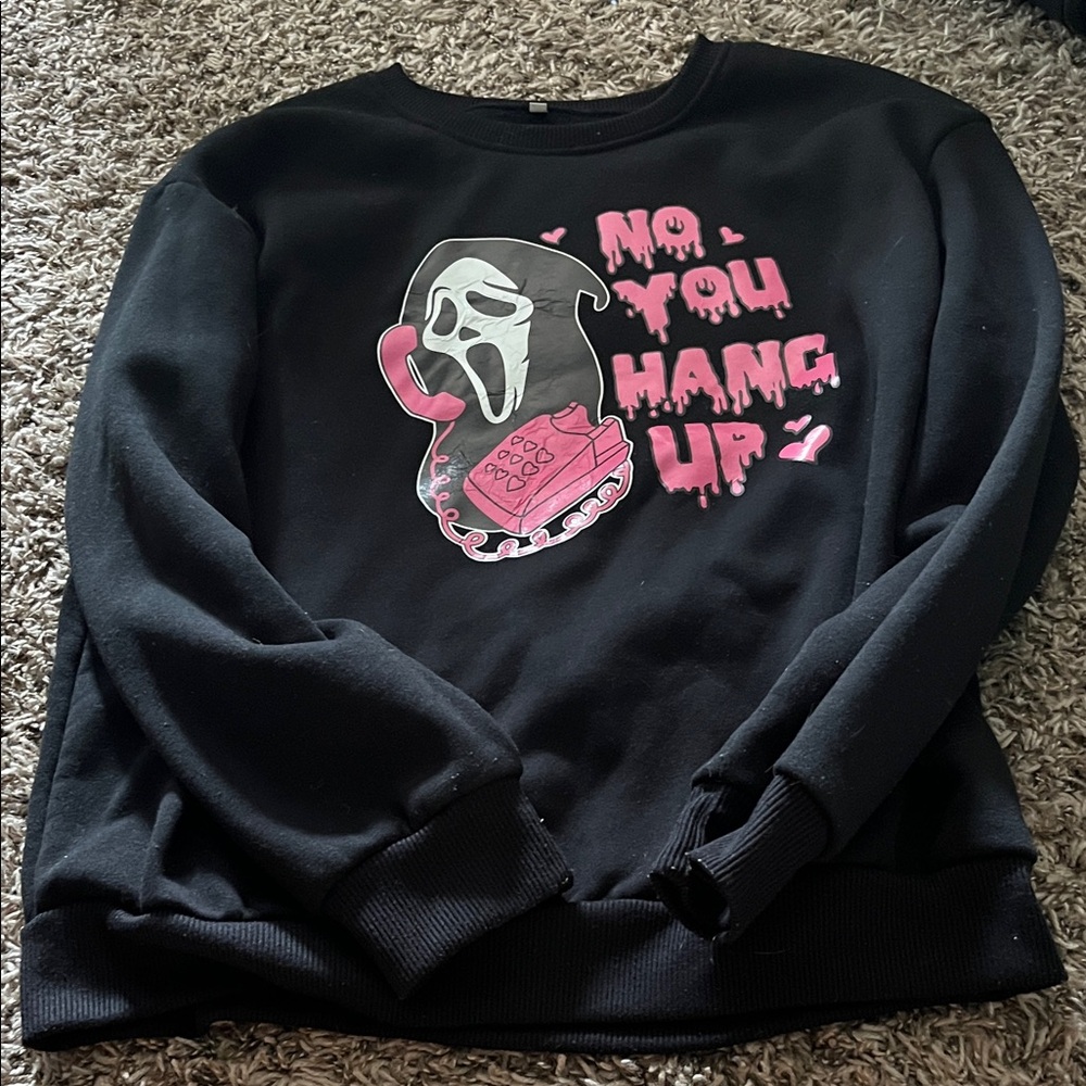 Amazon Essentials Black Sweatshirt with Pink Graphic